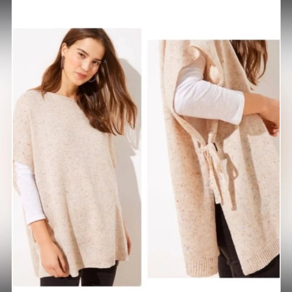 NWOT Loft Side Tie Flecked Poncho